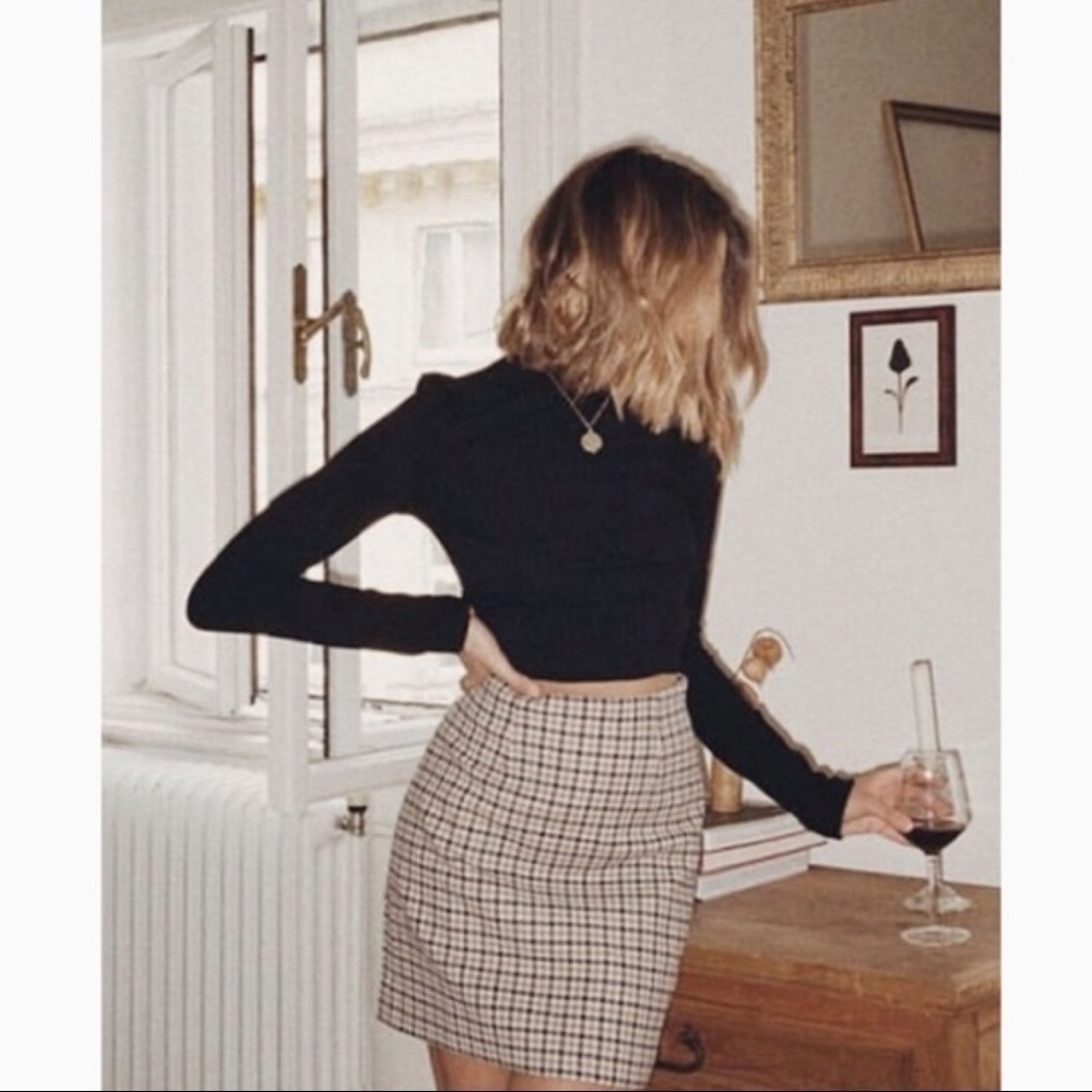 Brandy Melville John Galt Cara Plaid Mini Skirt High Rise